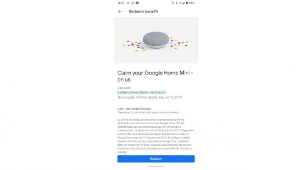Google One ofrece un Home Mini gratis a suscriptores internacionales