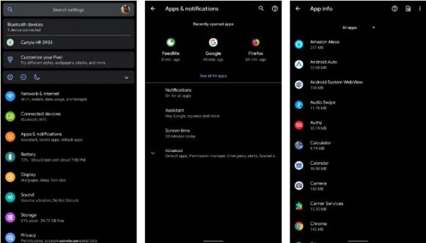 Lista de aplicaciones instaladas en los ajustes de Android