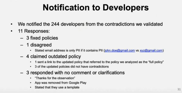 Contradicciones en las políticas de privacidad de las apps de Android