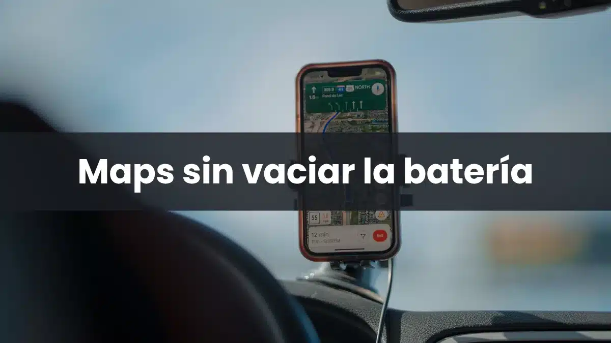 Móvil en un soporte del salpicadero usado como navegador GPS durante un viaje en coche